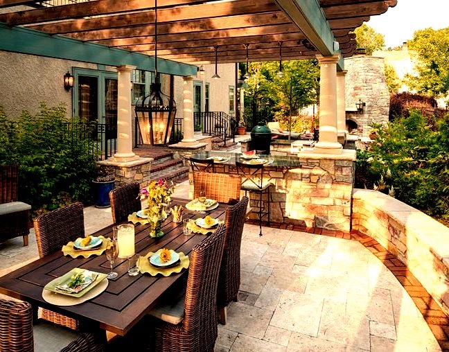 Mediterranean backyard patio design idea for the patio